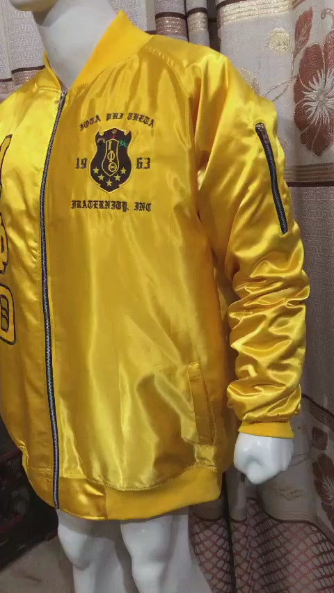 Gold Satin Centennial Bomber Jacket
